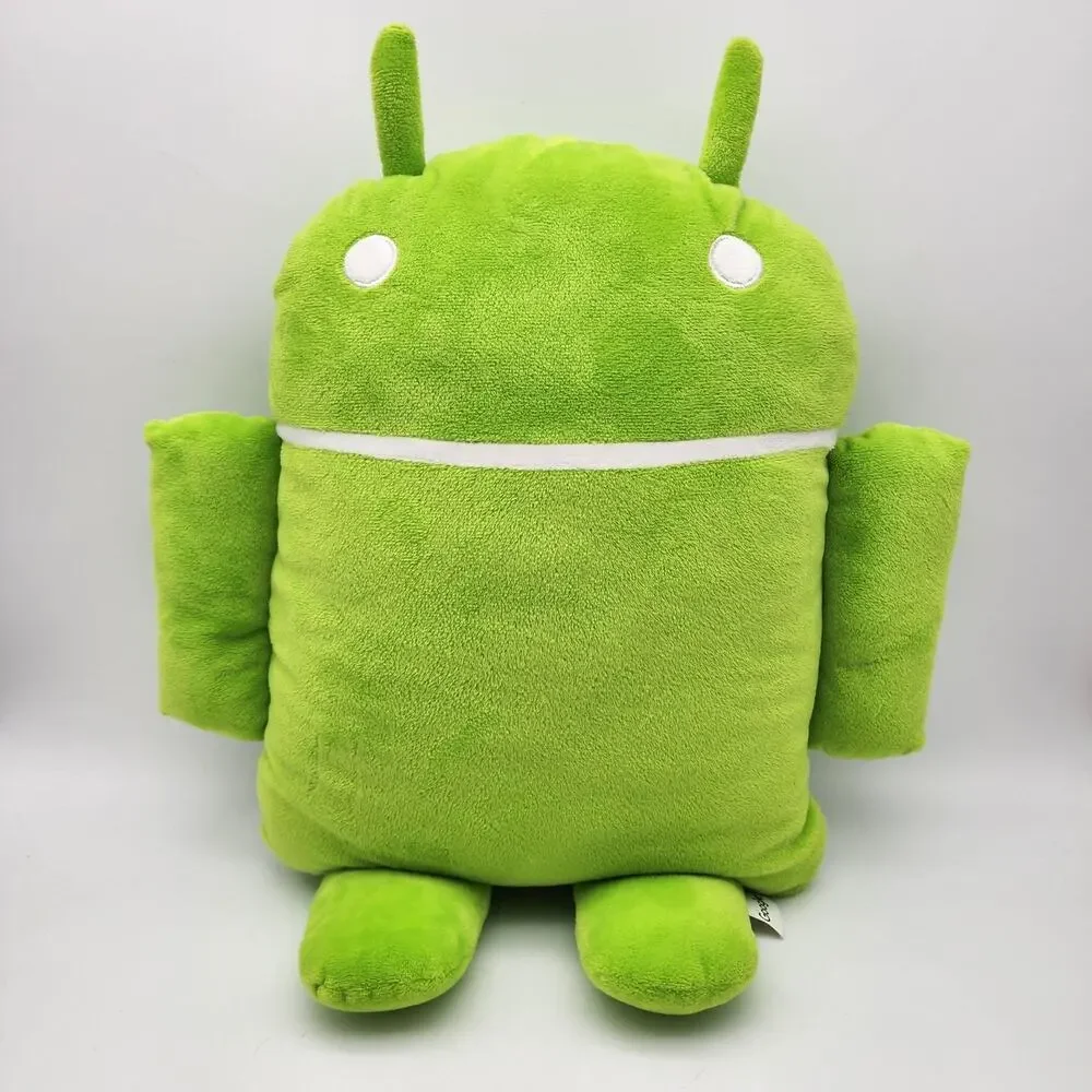 Google Android Green Robot Bugdroid Plush 18” Original Flat Design Mascot Retro